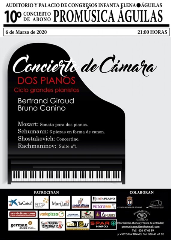 <span style='color:#780948'>ARCHIVED</span> - 6th March Chamber music for two pianos in Águilas