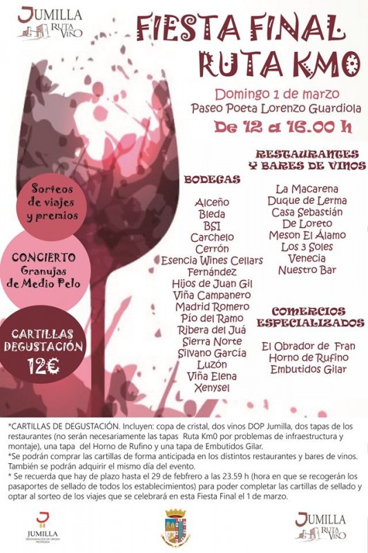 <span style='color:#780948'>ARCHIVED</span> - 1st March Final fiesta to conclude the Ruta KM0 Tapas Route in Jumilla
