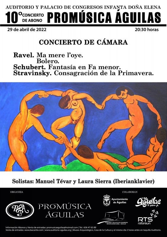 <span style='color:#780948'>ARCHIVED</span> - April 29: Ravel’s Bolero, the Rite of Spring and Schubert’s fantasy in the Aguilas auditorium