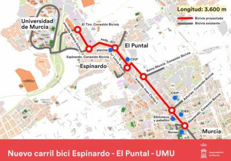 <span style='color:#780948'>ARCHIVED</span> - New cycle lane will link Espinardo Campus with Murcia city centre