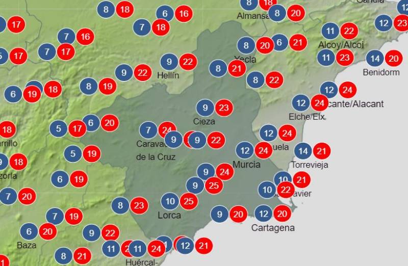<span style='color:#780948'>ARCHIVED</span> - 25 degrees on Christmas Eve: Murcia weather forecast December 19-25