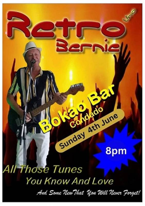 June 4 Bernie Retro appearing at the Bokao Bar, Condado de Alhama Golf Resort