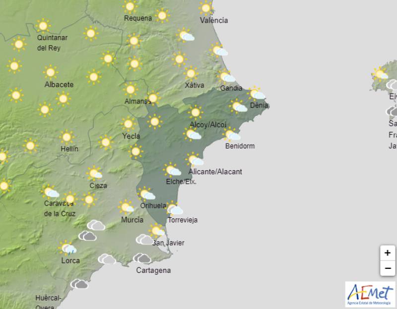 Cool and mostly dry weekend ahead: Alicante weather forecast September 21-24