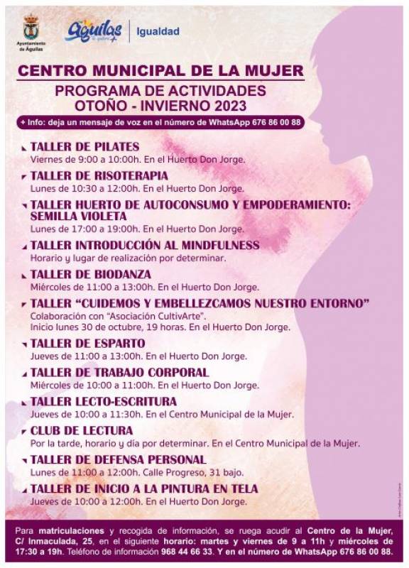 This autumn, sign up for women's health workshops in Aguilas