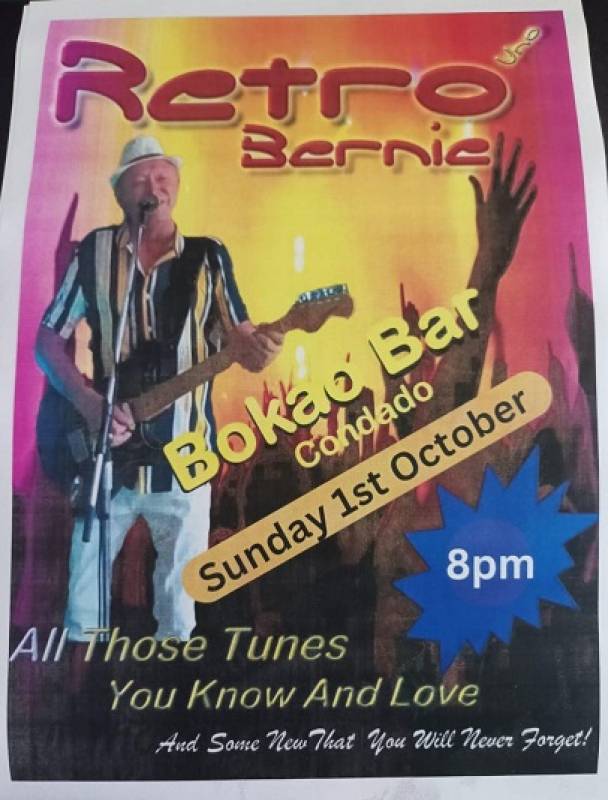 October 1 Bernie Retro appearing at the Bokao Bar, Condado de Alhama Golf Resort