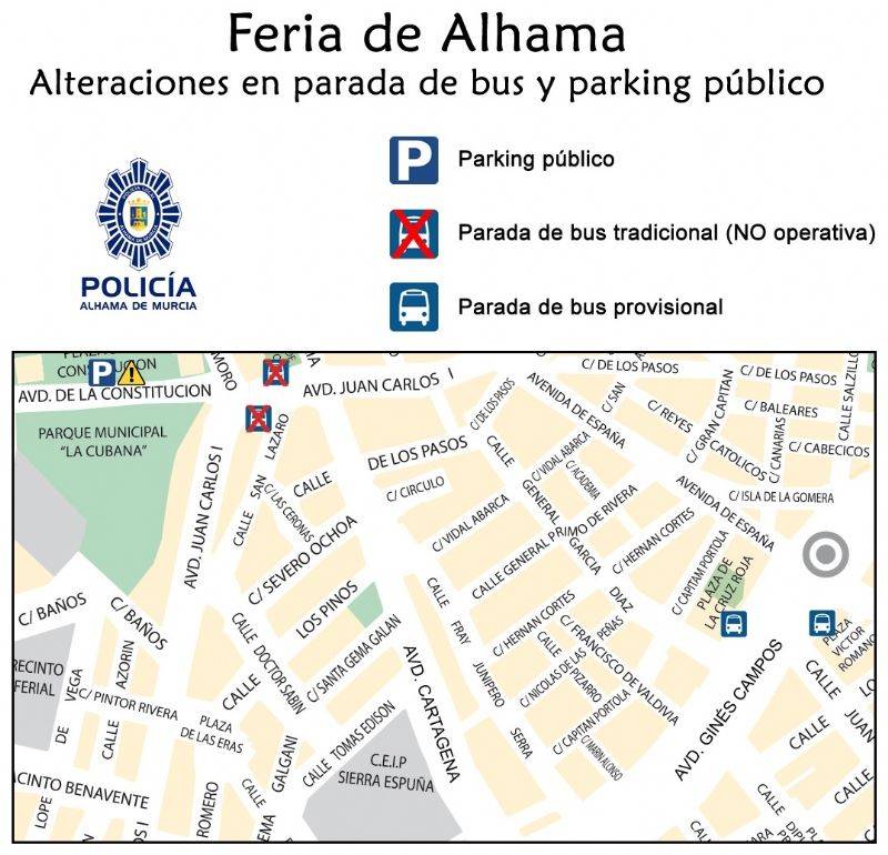 Changes to Alhama car parking and buses for the Feria October 11-16