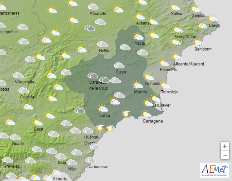Chance of rain at the end of the weekend: Murcia weather forecast Oct 12-15