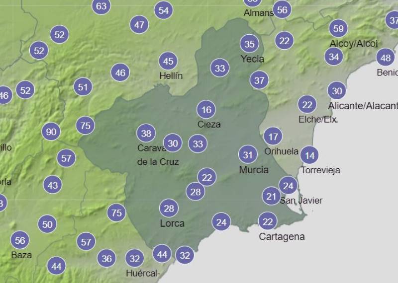Murcia weekend weather forecast October 26-29: Overcast but bright and dry