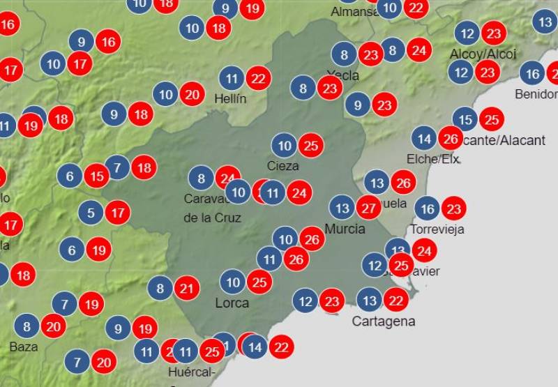 Murcia weekend weather forecast October 26-29: Overcast but bright and dry