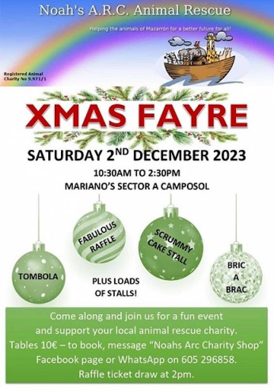 December 2 Noahs Arc Christmas Fayre at Marianos Restaurant, Camposol Sector A