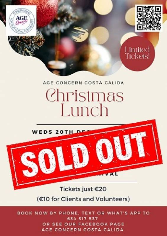 December 20 Age Concern Christmas Lunch at Camposol Golf Club