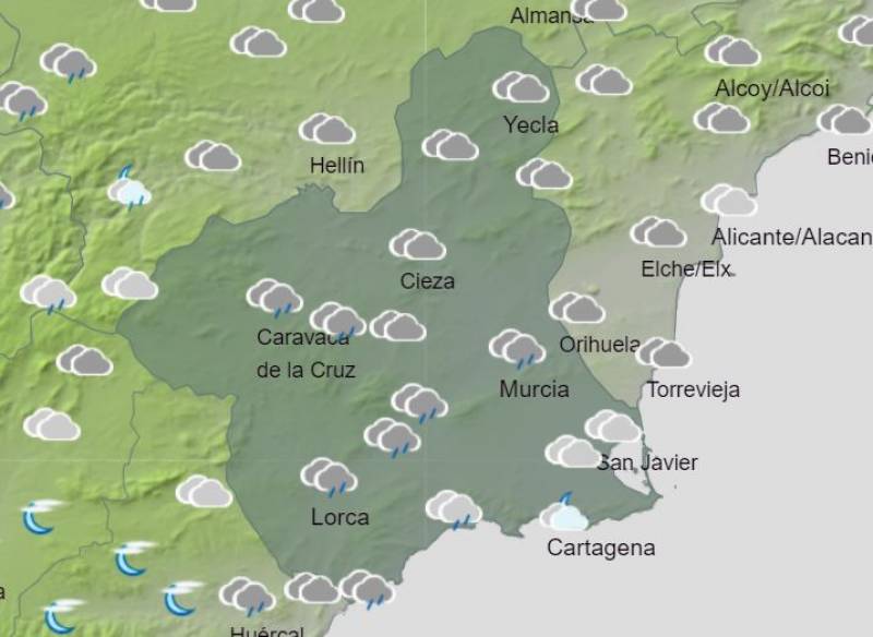 Murcia weekly weather forecast December 4-10: Sun and showers all week long