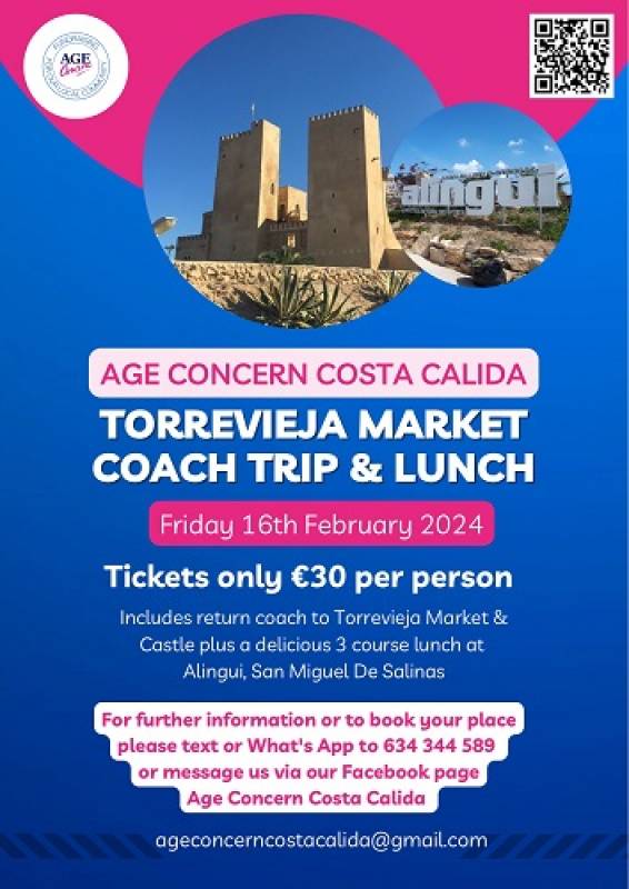 February 16 Age Concern coach trip including lunch to Torrevieja Market