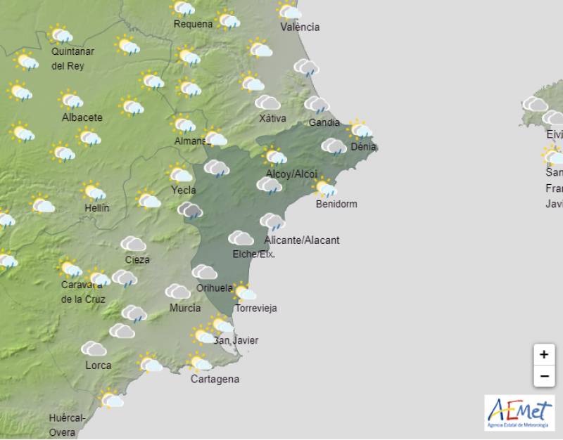 Mild but wet this weekend: Alicante weather forecast April 25-28