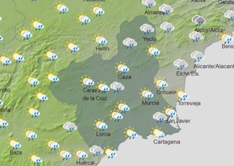 Rain and storms for half the week: Murcia weather forecast June 10-16