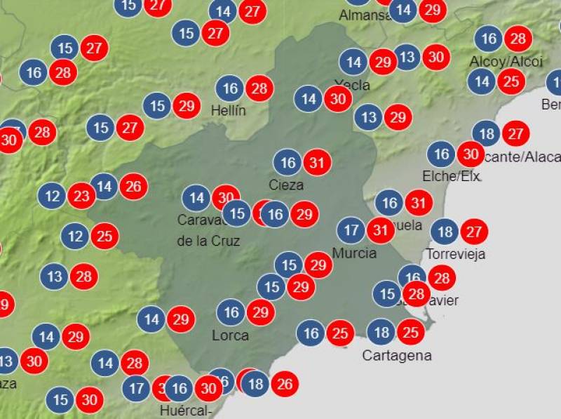 Rain and storms for half the week: Murcia weather forecast June 10-16