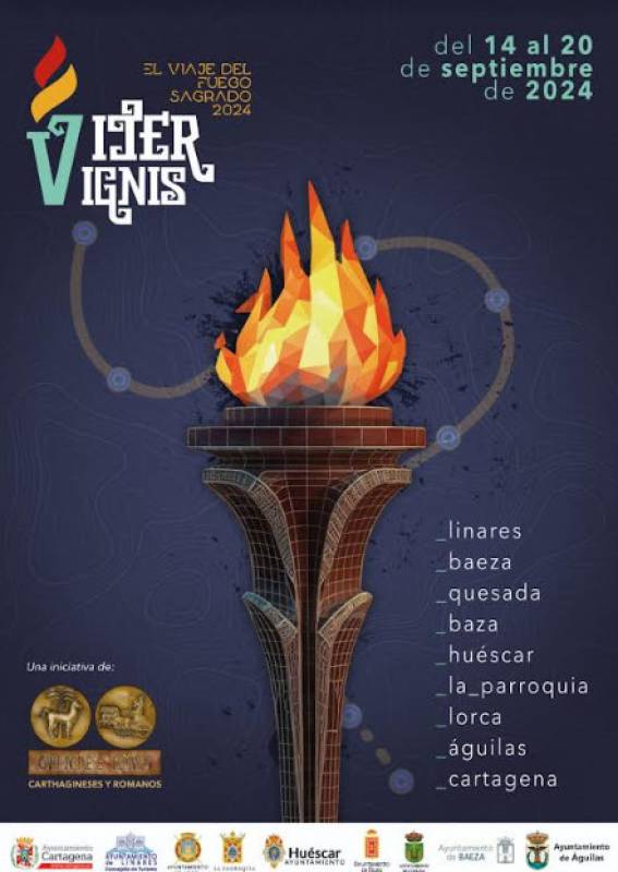 The Sacred Flame of the Cartagena fiestas reaches Aguilas on Wednesday evening!