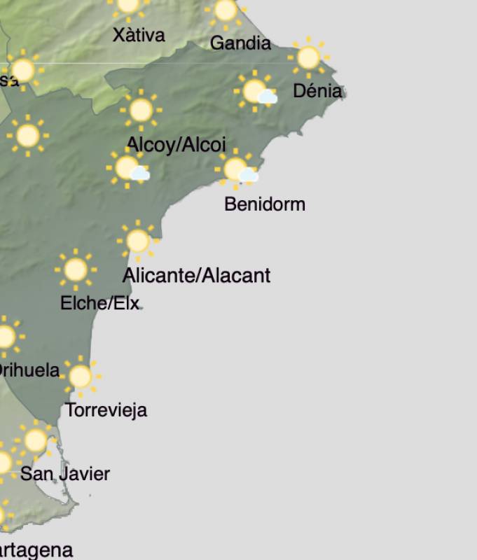 Alicante weather forecast December 30-January 2: Overcast start to week gives way to sunshine by Wednesday