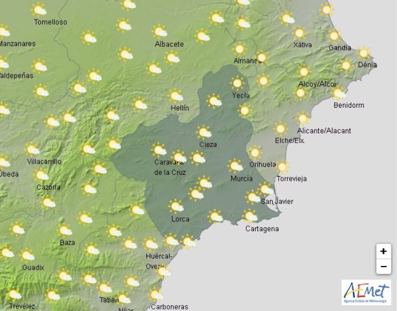 Scattered showers and climbing temperatures: Murcia weather forecast January 2-5