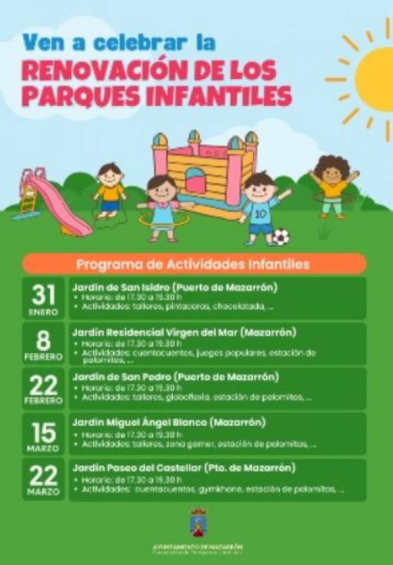 January 31-March 22 Mazarrón celebrates new parks and playgrounds with special entertainment for children