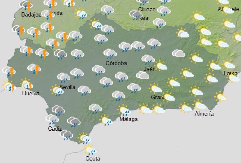 Andalucía weather forecast March 17 - March 20: Heavy rain, storms and strong winds