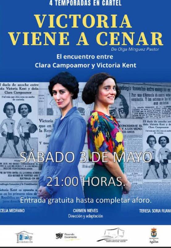 May 3 Victoria Viene a Cenar, Spanish drama at the seafront auditorium in Aguilas