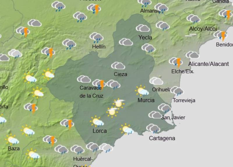Powerful rainstorms bring a drop in temperatures: Murcia weekend weather forecast July 24-27