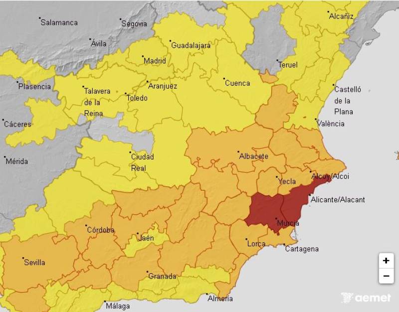 Red alerts for mid-40s temperatures: Murcia weather forecast August 18-21
