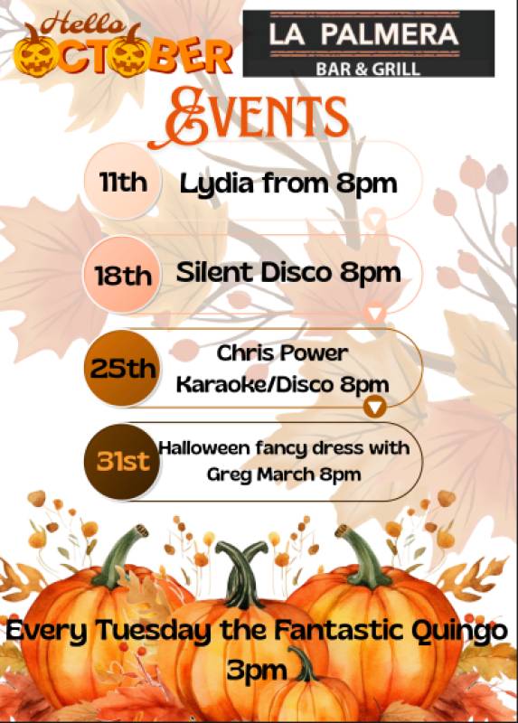 Spooky Halloween events, Sunday lunches, €10 meal deals and lots more at La Palmera