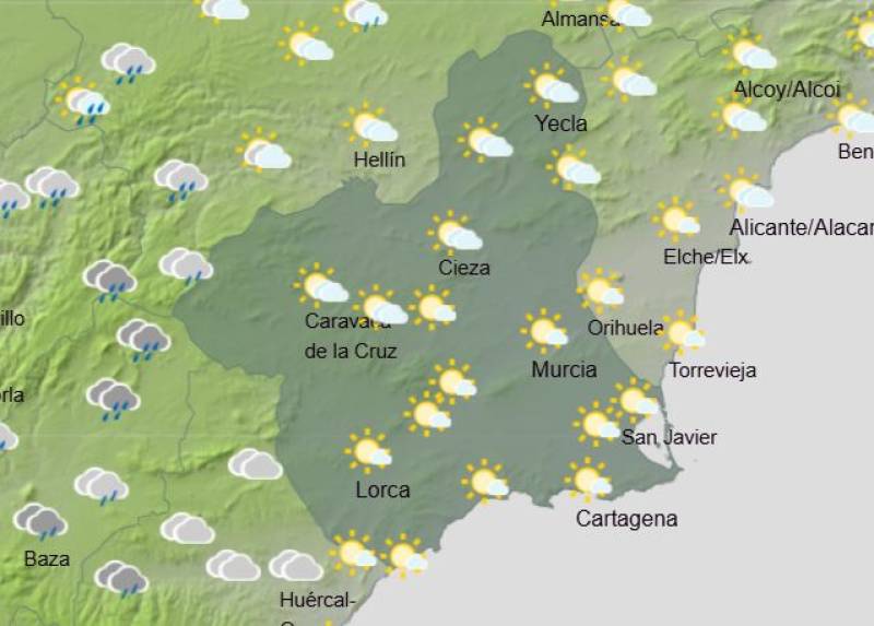 Murcia weather forecast February 5-8: Four seasons in one weekend, from rainstorms and wind alerts to 25C sunshine