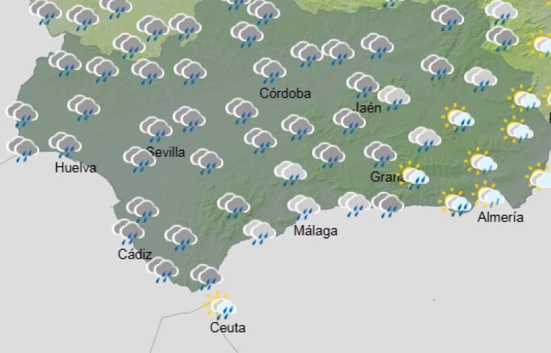 Andalucía weekly weather forecast February 5-8: Stormy rain, strong winds and orange alerts