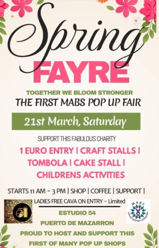 March 21 MABS Pop-up Spring Fayre in Puerto de Mazarrón, raising money for charity