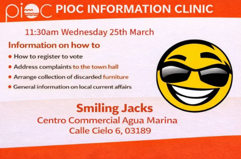 March 25 Help and advice for expats in Cabo Roig at PIOC information clinic