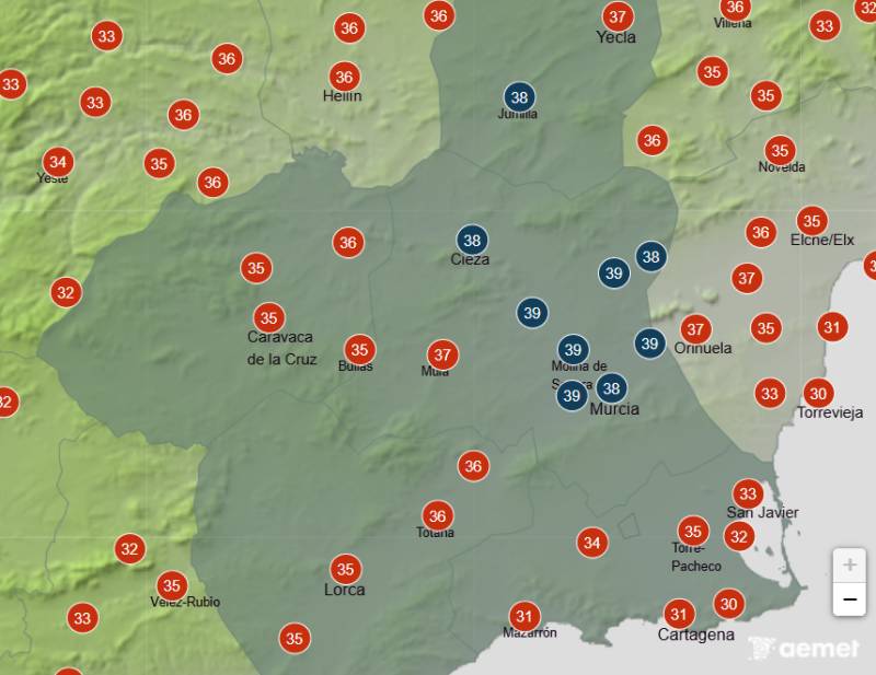 Sizzling heat before temperatures plunge: Murcia weather forecast September 7-10