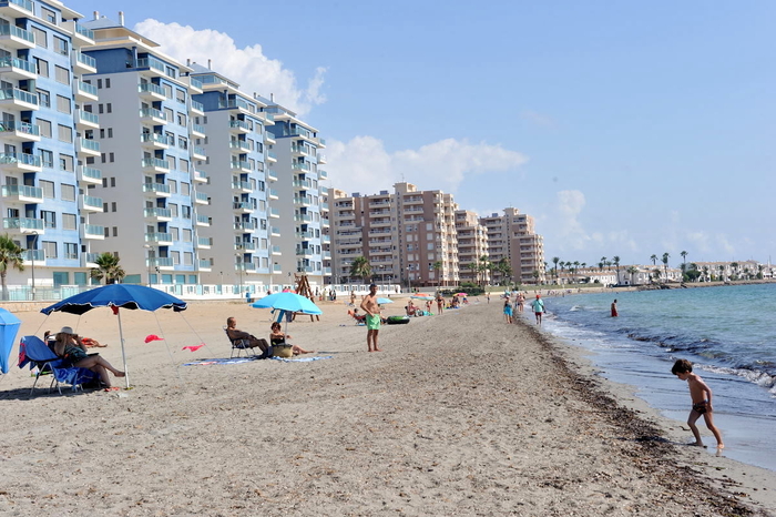Playa del Pudrimel, a Mediterranean beach in the San Javier section of La Manga del Mar Menor