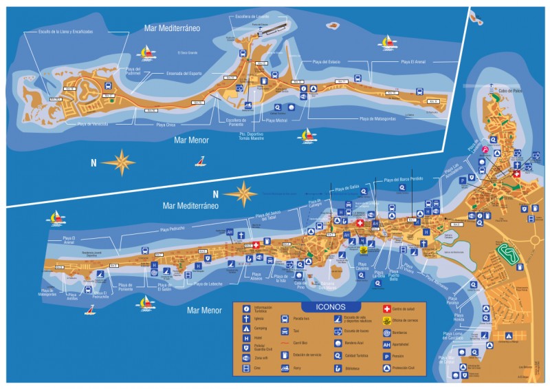Street map for La Manga del Mar Menor